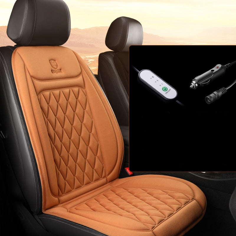 Housse de siege de voiture chauffant dual interface marron clair
