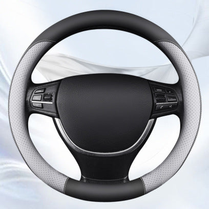 couvre volant cuir bicolor de voiture noir et gris