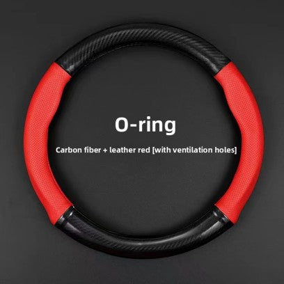 couvre volant de voiture cuir et Carbon noir et rouge type O