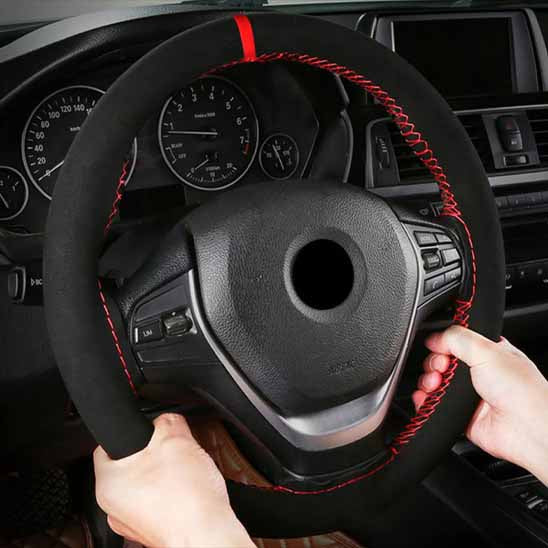 couvre volant velours sport type O couture rouge