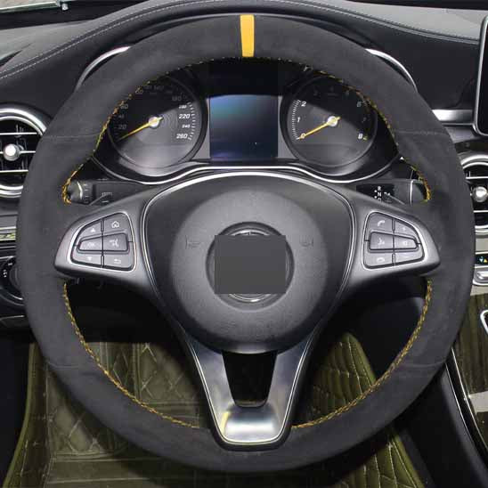couvre volant velours type O couture jaune