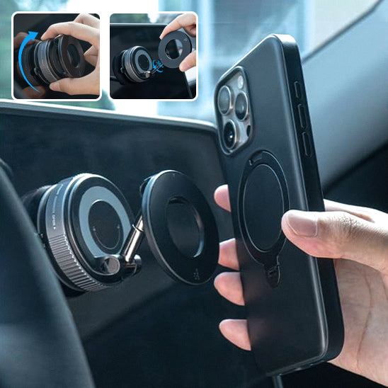 deploiement du support telephone voiture magnetique en trois images
