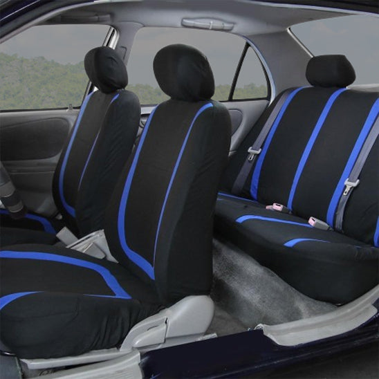 housse siege auto complet avant arriere noire bande bleu