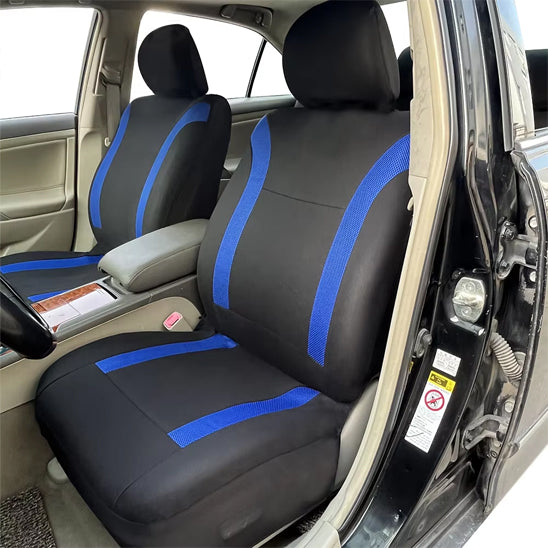 housse siege voiture avant fond noire sur bande bleue