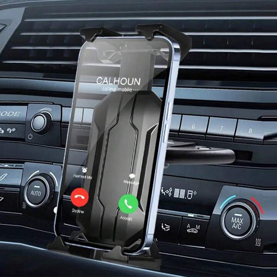 image montrant telephone en appel sur support tablette CD voiture