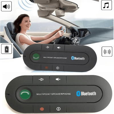 Kit Bluetooth Voiture BlueDrive Noir Automobile avec conductrice cheuveux au vent utilisant