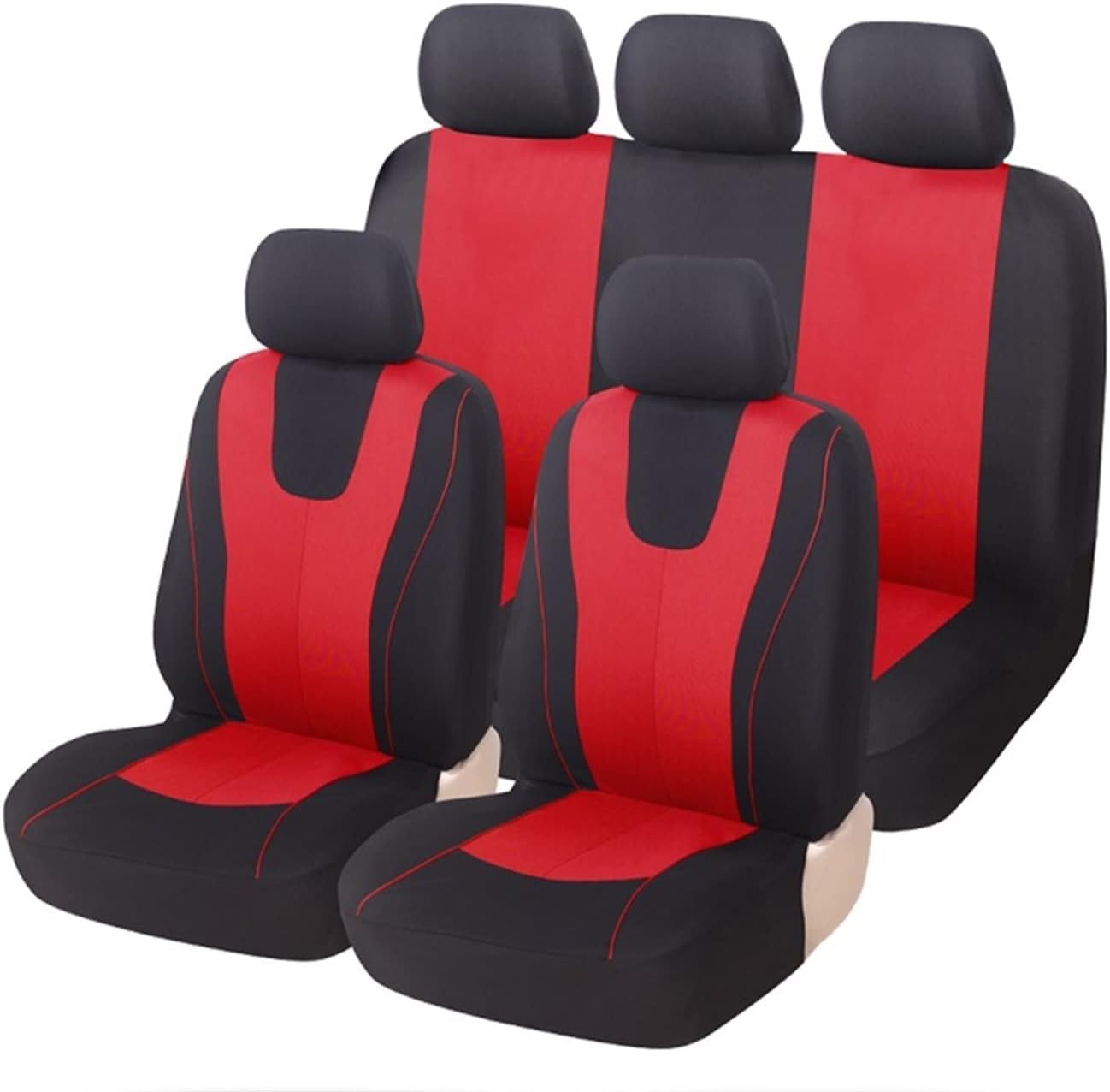 packtage complet housse de siege voiture tissulin rouge sur noir rouge