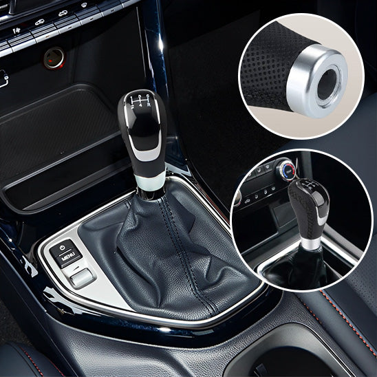 pommeau de vitesse bicolor sport aluminium et noir surpiqures noirs