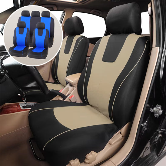 sieges avant couverts housse de siege voiture beige avec en haut variante bleu