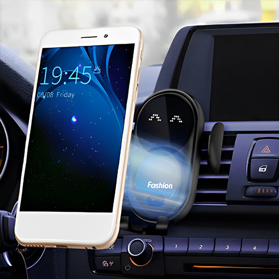 support chargeur telephone voiture areonic attirant un portable sur tableau de bord auto
