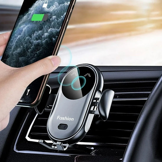 support chargeur téléphone voiture areonic blanc sur bouche tableau de bord automobile