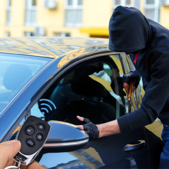 voleur essayant voler auto et telecommande active alarme voiture requin