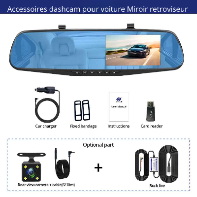 Accessoires dashcam pour voiture Miroir retroviseur 