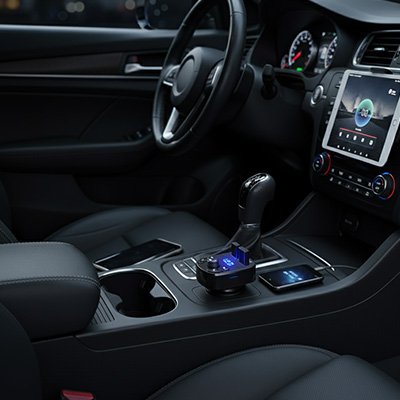 Allume cigare bluetooth Double ports sur console centrale voiture