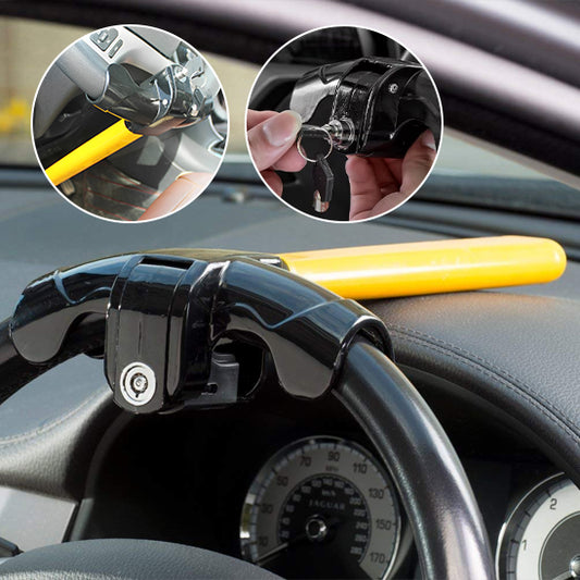 antivol pour voiture volant et sa fermeture a clefs en trois photos 2 petites haut une grande