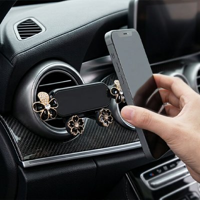 Appareil à installer sur Support téléphone voiture Fleur Noir