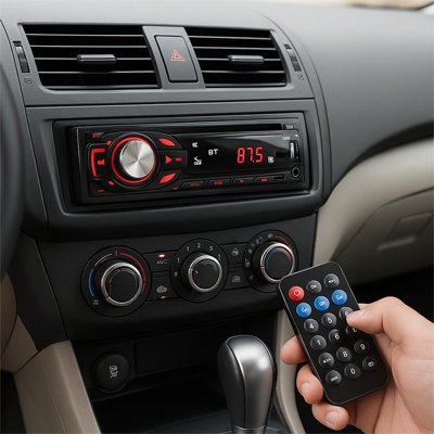 Autoradio bluetooth avec Télécommande dans la main du conducteur