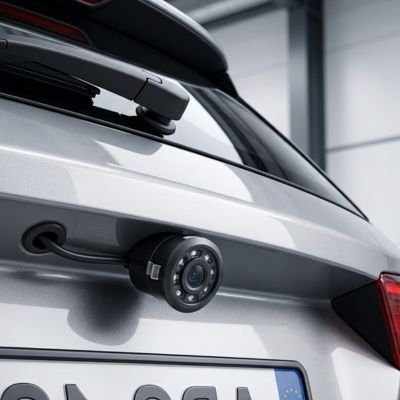 Caméra de recul Vision claire installée au dessus de plaque voiture