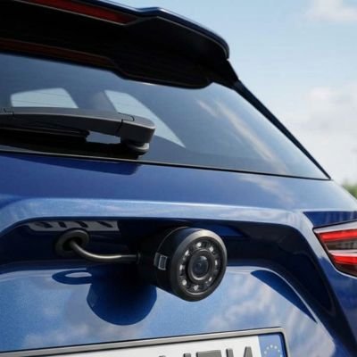 Caméra de recul Vision claire installée sur voiture bleu