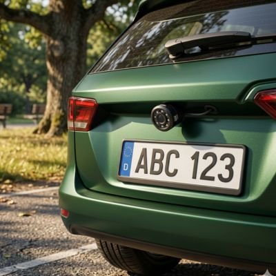 Caméra de recul Vision claire installée sur voiture verte