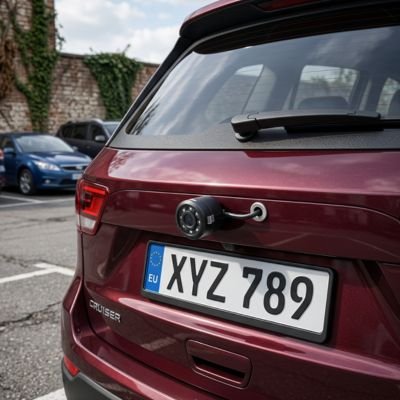 Caméra de recul Vision claire sur voiture rouge