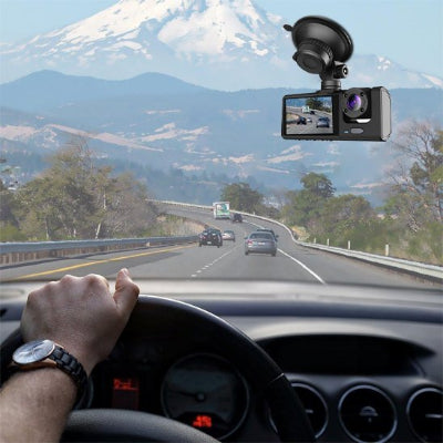 caméra pour la voiture Dash cam 3 Lentilles installée