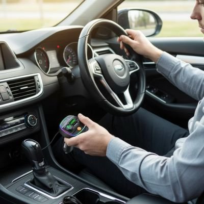 Conducteur avec son Transmetteur fm bluetooth Player car
