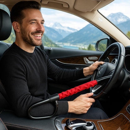 conducteur content de son antivol voiture ceinture installe sur grande berline luxe