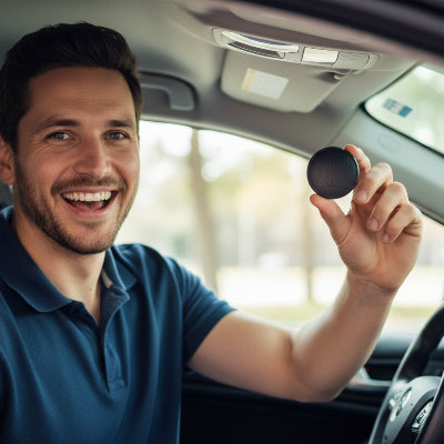 Conducteur heureux du traceur gps voiture sans abonnement Minidispos