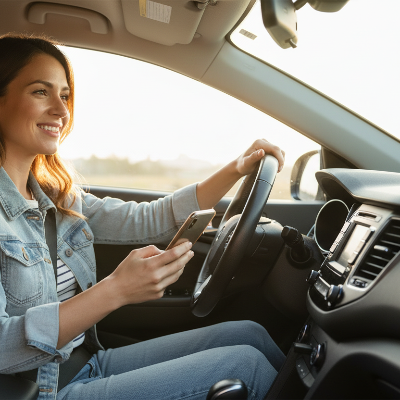 Conductrice et son adaptateur bluetooth pour voiture Plug and Play