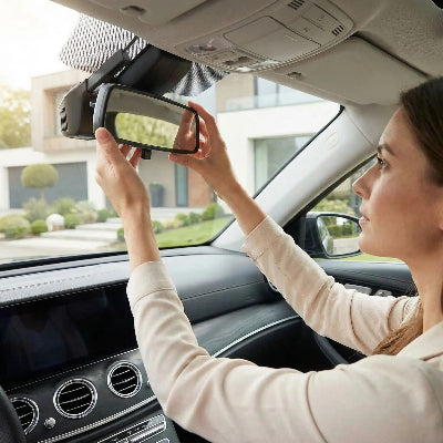 Conductrice installe dash cam dashboard camera Conduite caché