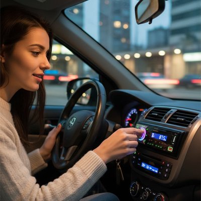 Conductrice manipulant son Autoradio bluetooth 1din D3114