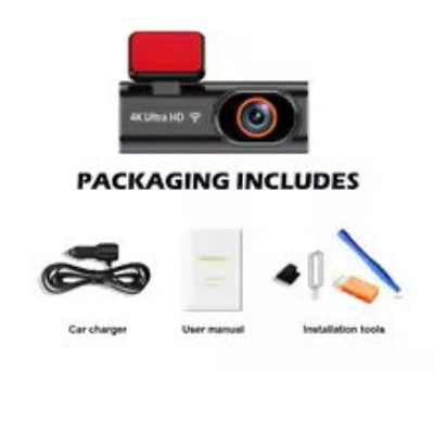 dash cam voiture Double objectif 4K UHD sans caméra arrière