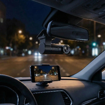 Dashcam voiture Intelligente Wifi DVR en mode vision nocturne vue téléphone