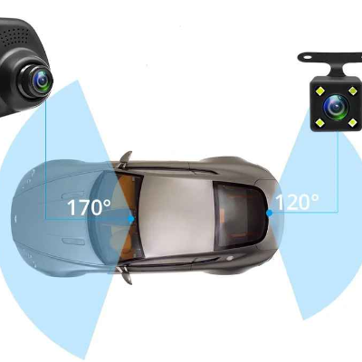 Enregistrement simultané sous 2 angles dashcam pour voiture Miroir retroviseur 