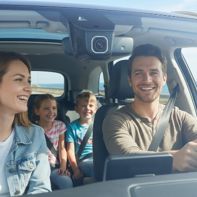 Famille heureuse de la dash cam dashboard camera Conduite caché