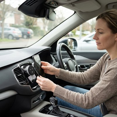 Femme installe Support de téléphone voiture Stable