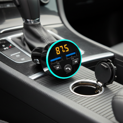 fm transmetteur bluetooth Stéréo Charge Rapide Noir         