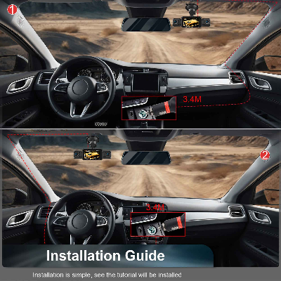 Guide d'installation intérieur dash cam voiture 4 canaux WiFi 