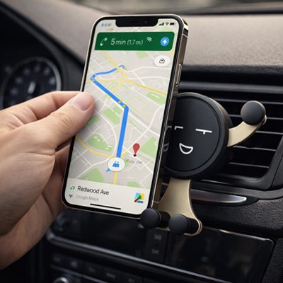 Installation appareil sur Support de téléphone voiture Stable Doré