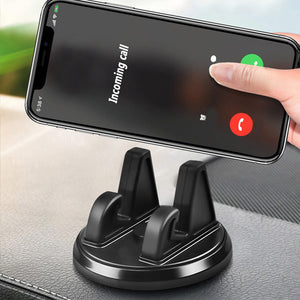 main posant un telephone sur support voiture a bras noir