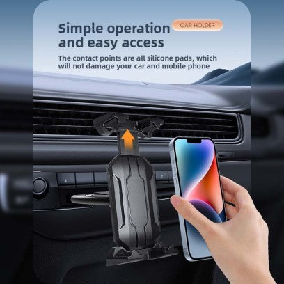 personne mettant telephone sur support tablette CD voiture