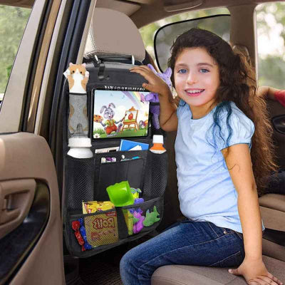 Petite fille contente du Support tablette voiture Housse Protecteur