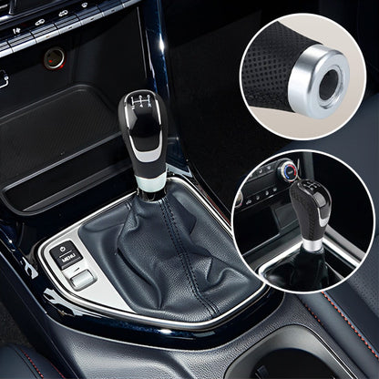 pommeau de vitesse bicolor sport aluminium et noir surpiqures noirs