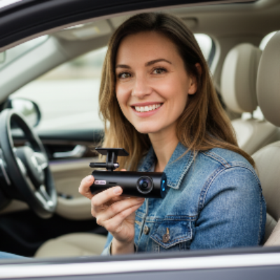 Présentation dashcam pour voiture 4K HDR discret sur support