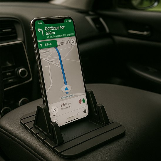 Support de téléphone voiture Silicone  sur accoudoir central avec portable