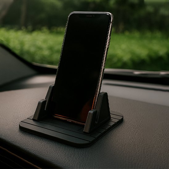 Support de téléphone voiture Silicone sur tableau de bord avec portable en position verticale