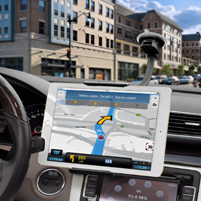 support pour tablette voiture Pare brise avec appareil en position horizontale
