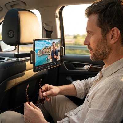 Support tablette voiture anti-tremblement installé