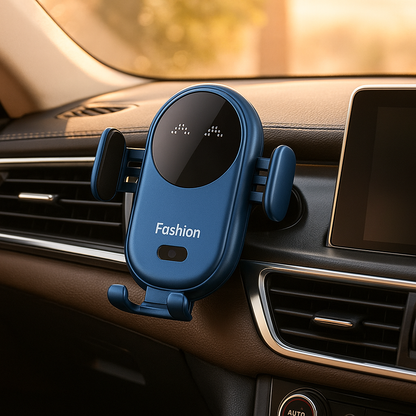 support telephone voiture areonic bleu sur grille de ventilation